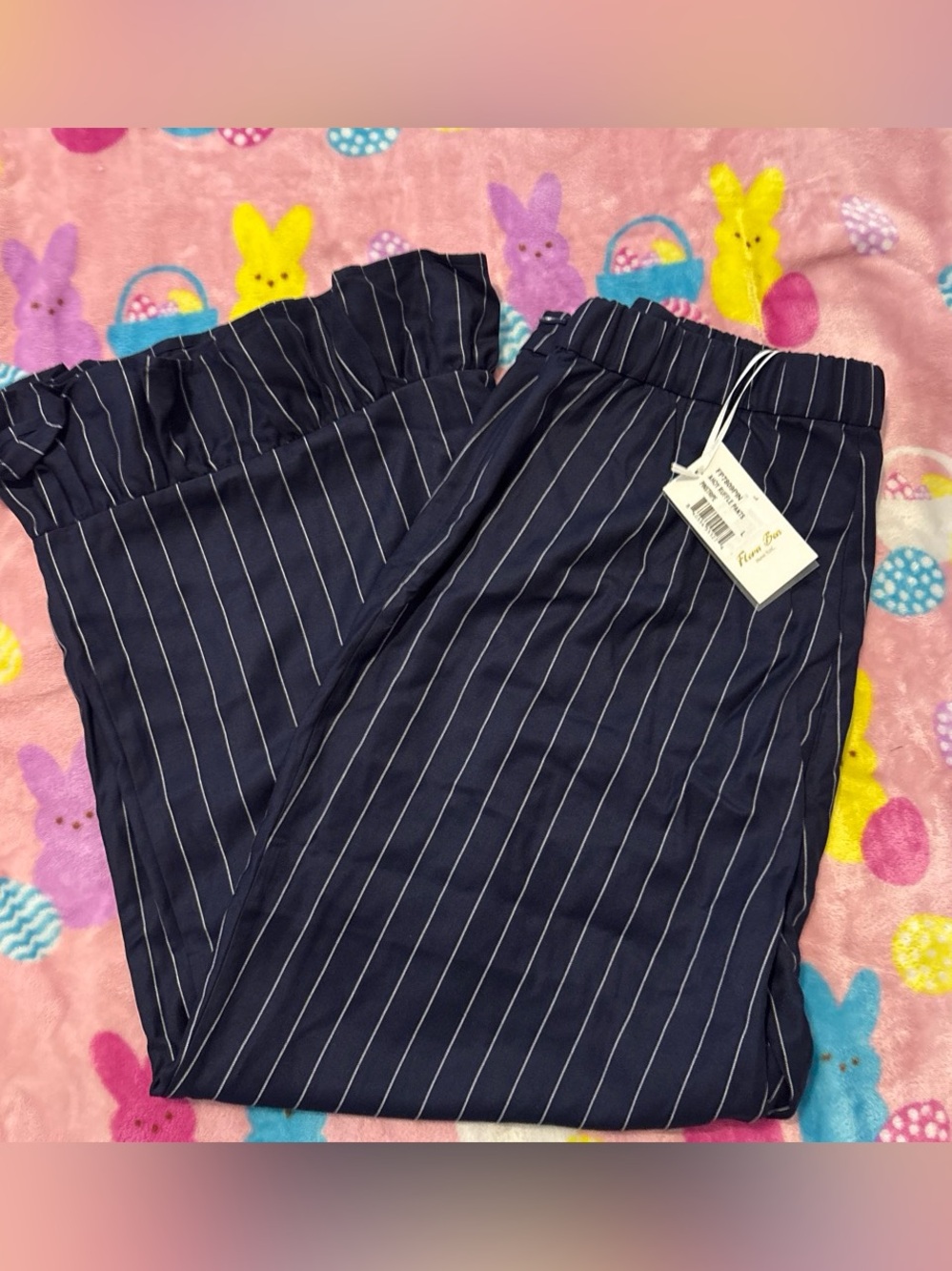 Women's Navy Pinstripe Pull-On Trousers